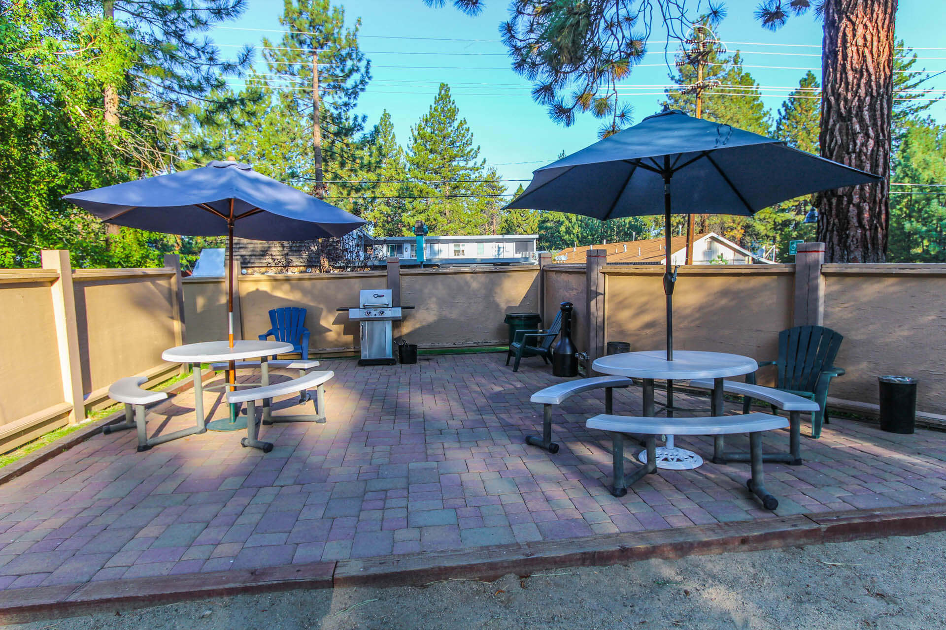 Outdoor BBQ Grills at VRI's The Lodge at Lake Tahoe in California.